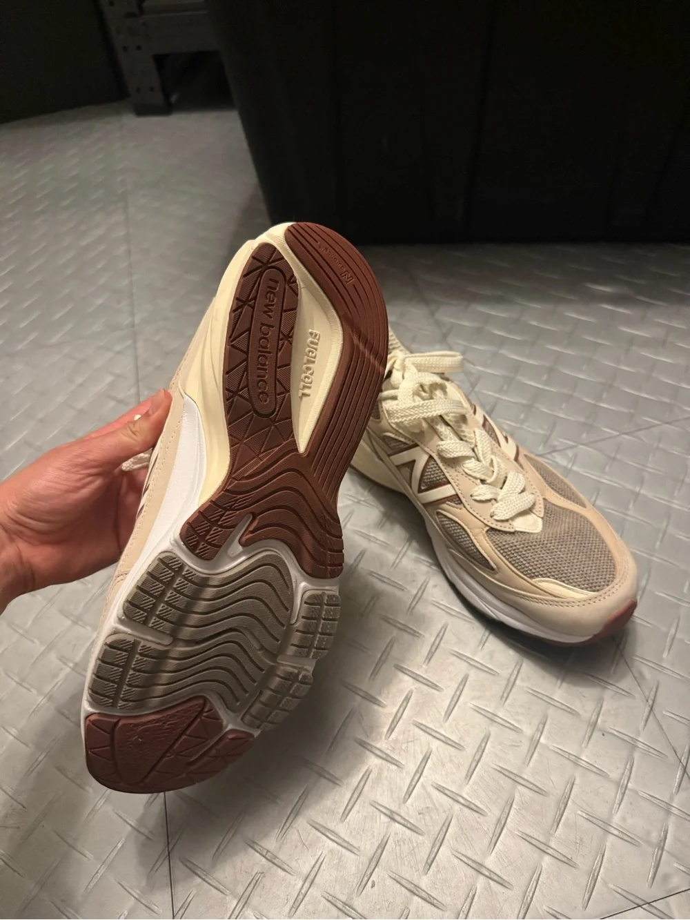 Loro Piana Beige and Brown Mesh Lace-Up Sneakers